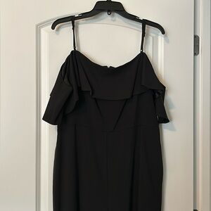 Eliza J Black Jumpsuit with Cold Shoulder Sleeves
